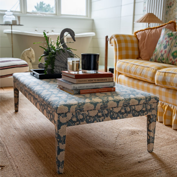 Bespoke Honey Upholstered Coffee Table Ottoman - The House Upstairs