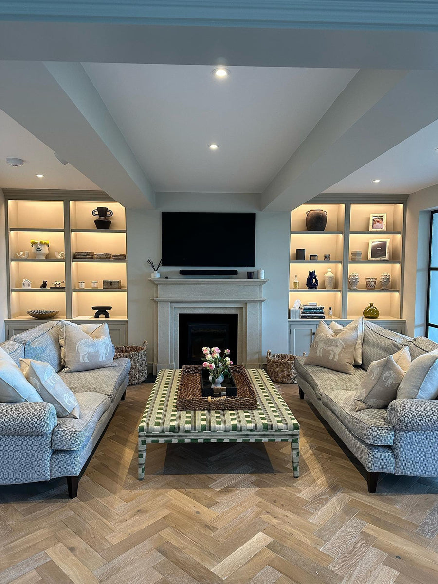 Bespoke Honey Upholstered Coffee Table Ottoman In Any Fabric - The House Upstairs