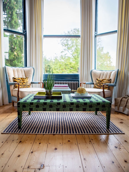 Bespoke Honey Upholstered Coffee Table Ottoman In Any Fabric - The House Upstairs