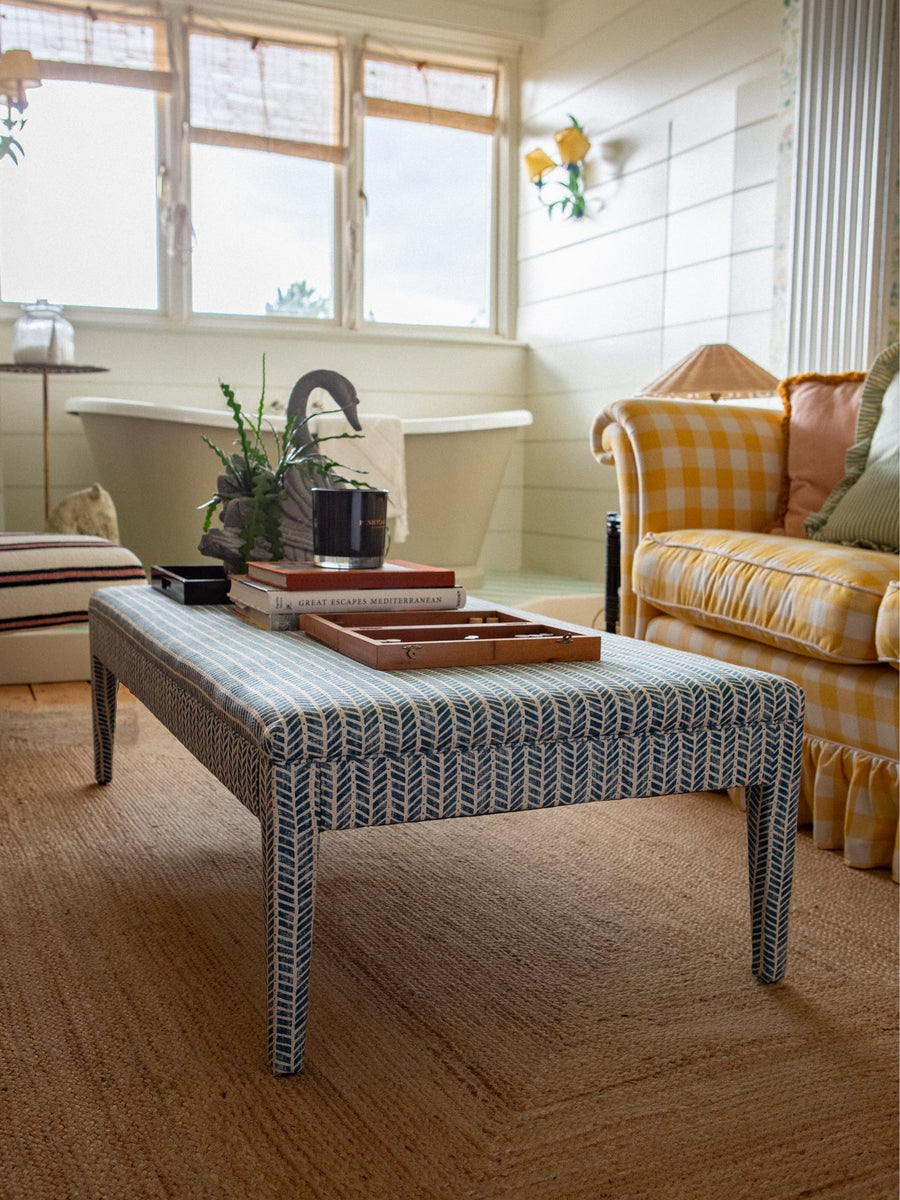 Bespoke Honey Upholstered Coffee Table Ottoman In Any Fabric - The House Upstairs