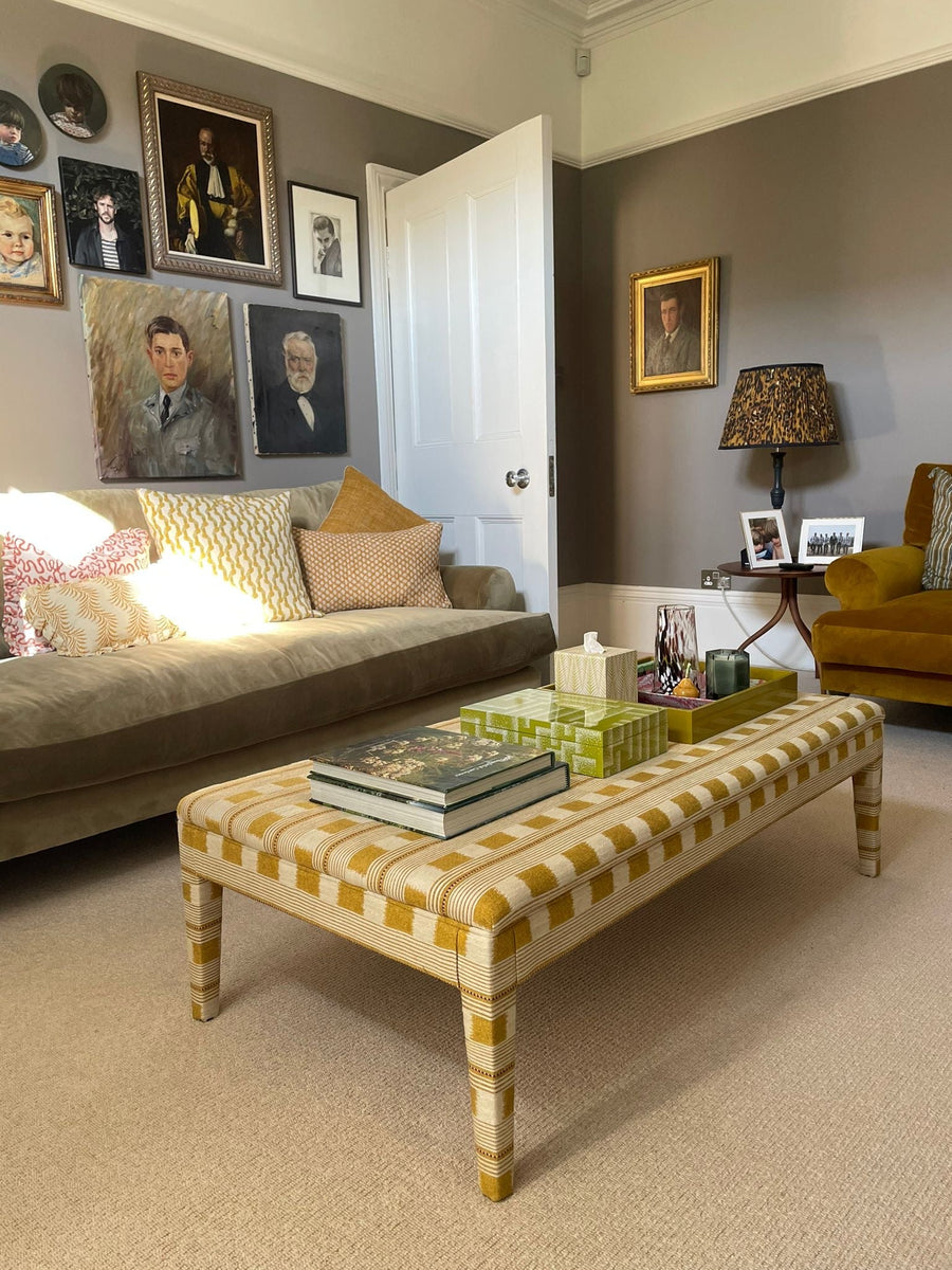 Bespoke Honey Upholstered Coffee Table Ottoman In Any Fabric - The House Upstairs