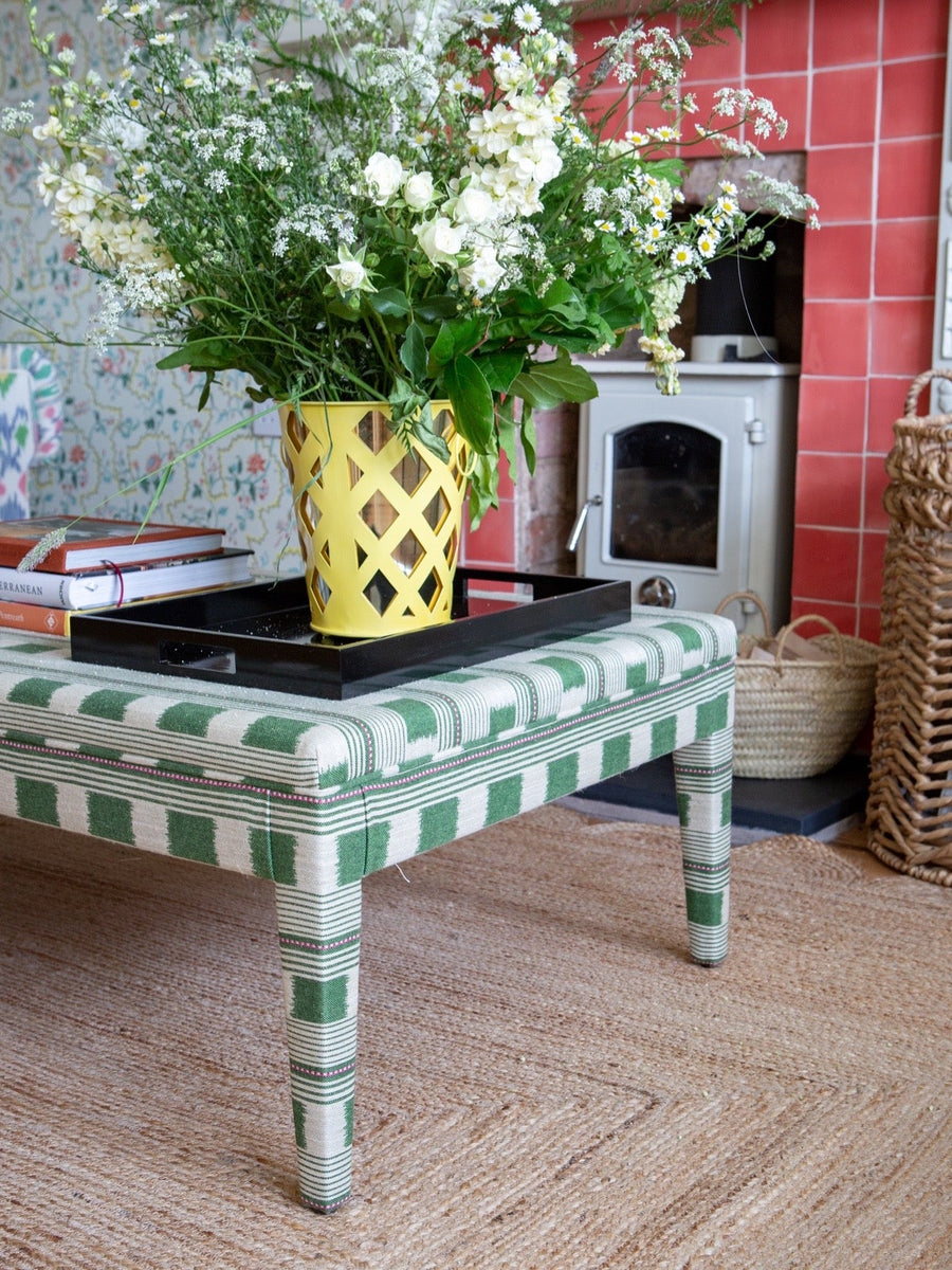 Bespoke Honey Upholstered Coffee Table Ottoman In Any Fabric - The House Upstairs