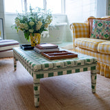 Bespoke Honey Upholstered Coffee Table Ottoman in Lost & Found Any Colour - The House Upstairs