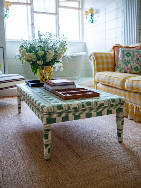 Bespoke Honey Upholstered Coffee Table Ottoman in Lost & Found Any Colour - The House Upstairs