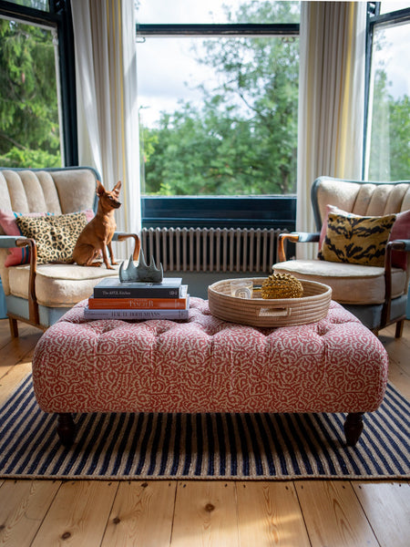 Bespoke Katy Buttoned Ottoman Footstool In Any Fabric - The House Upstairs