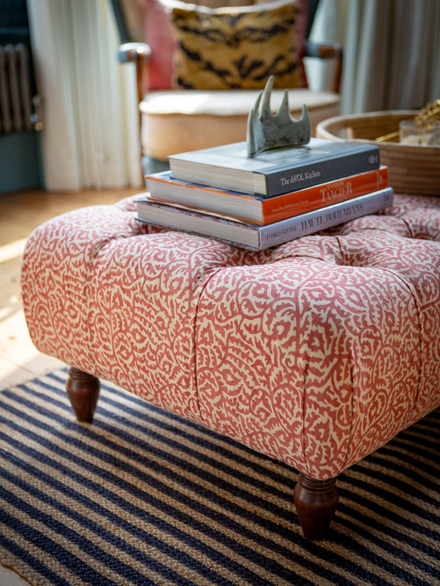 Bespoke Katy Buttoned Ottoman Footstool In Any Fabric - The House Upstairs