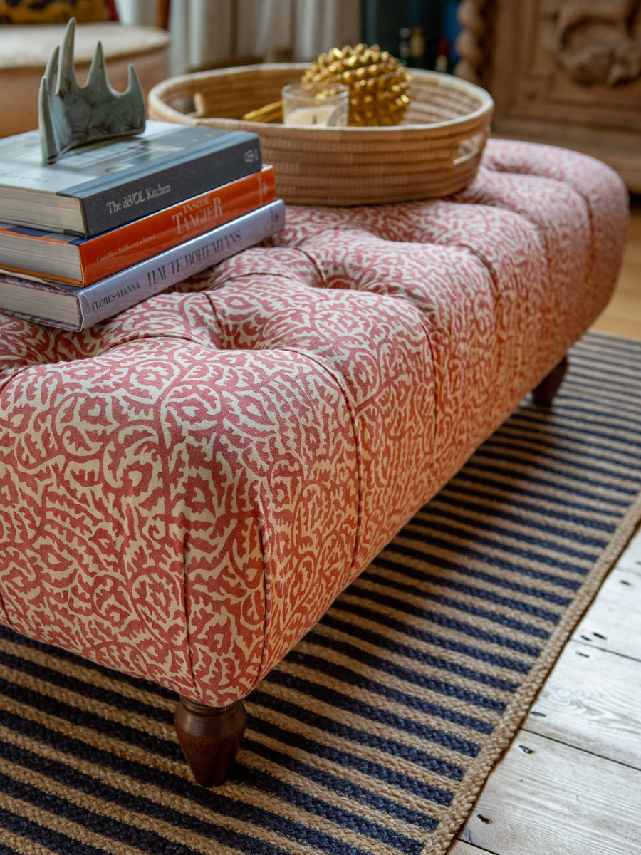 Bespoke Katy Buttoned Ottoman Footstool In Any Fabric - The House Upstairs