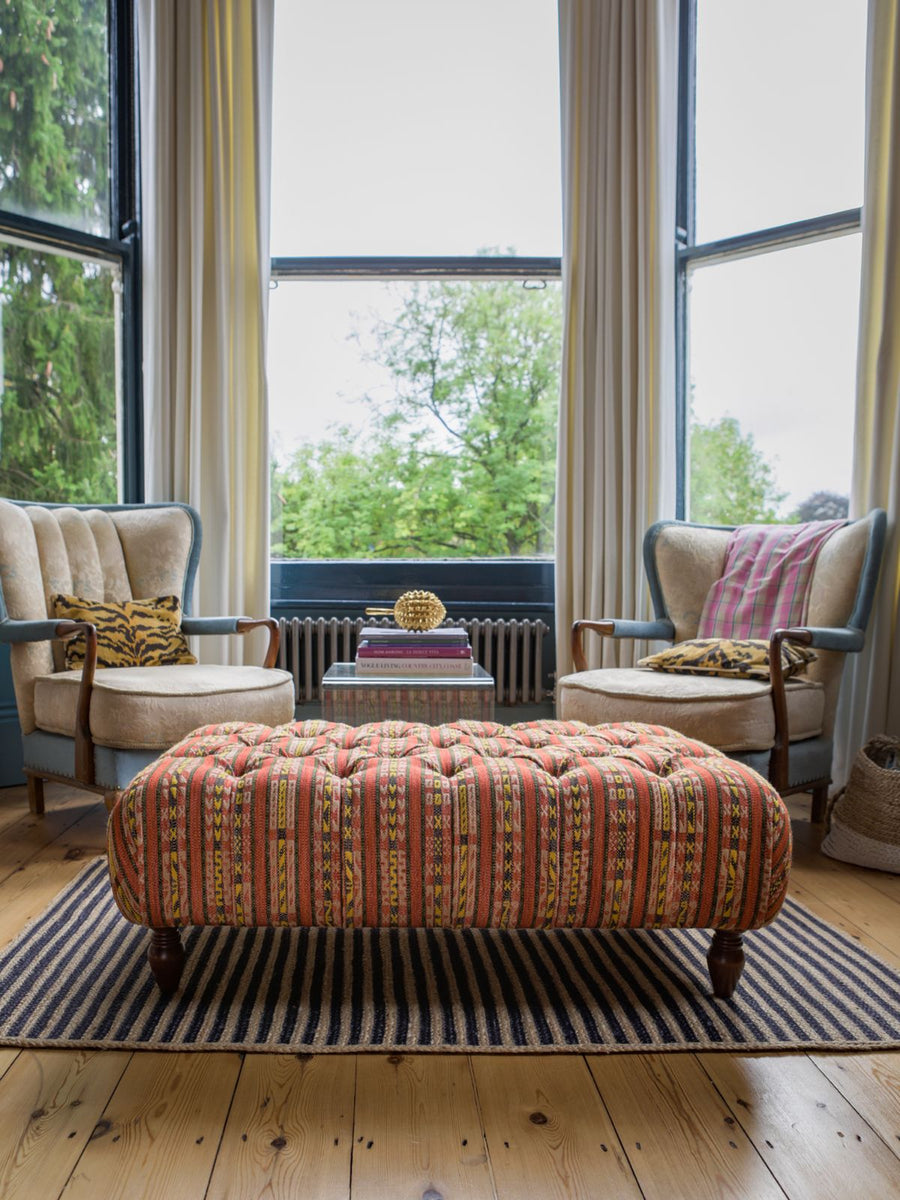 Bespoke Katy Buttoned Ottoman Footstool In Any Fabric - The House Upstairs