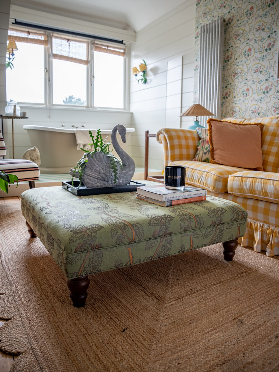 Bespoke Liana Square Ottoman In Any Fabric - The House Upstairs