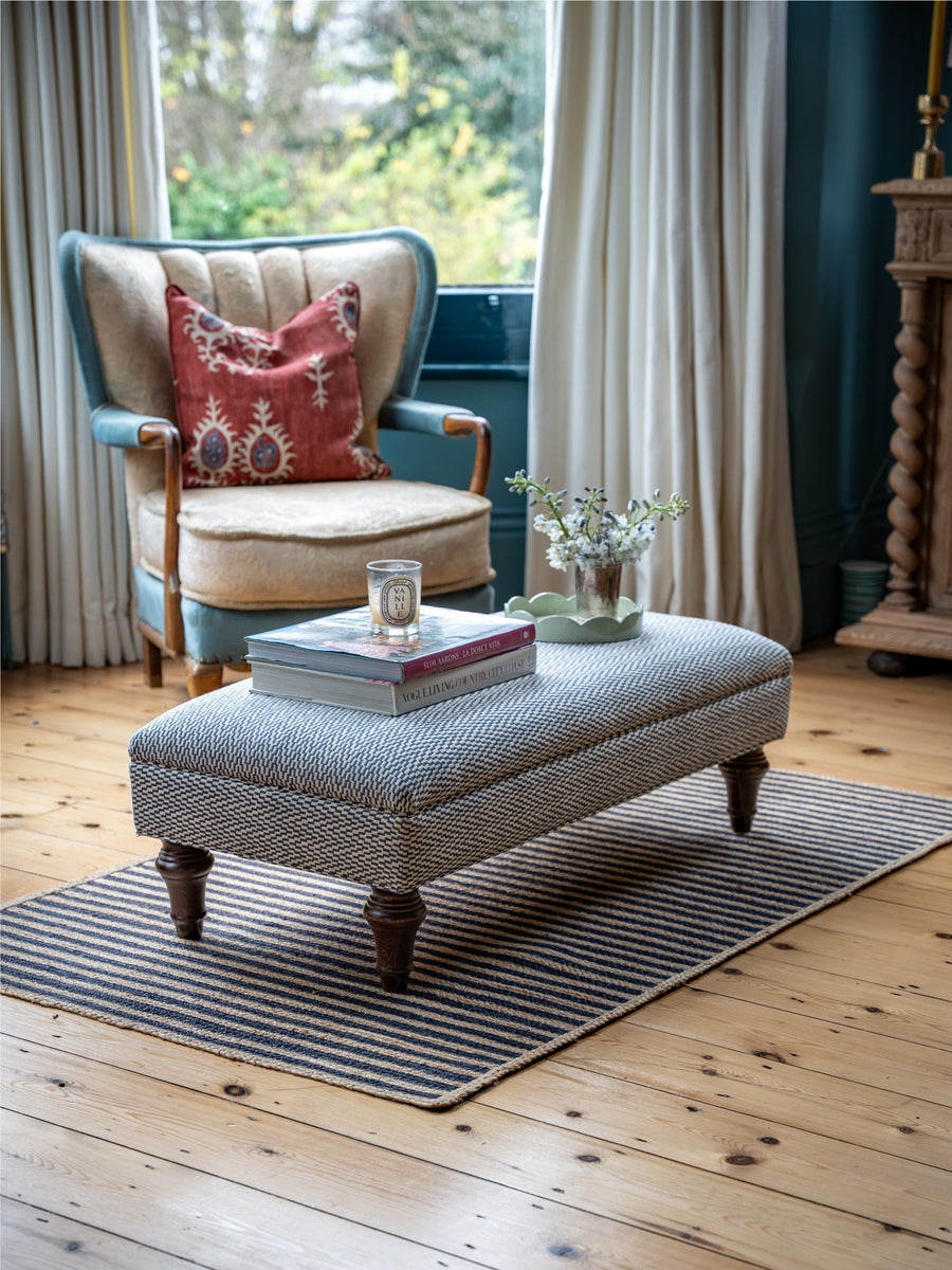 Bespoke Mini Madeleine Ottoman For Small Spaces - The House Upstairs