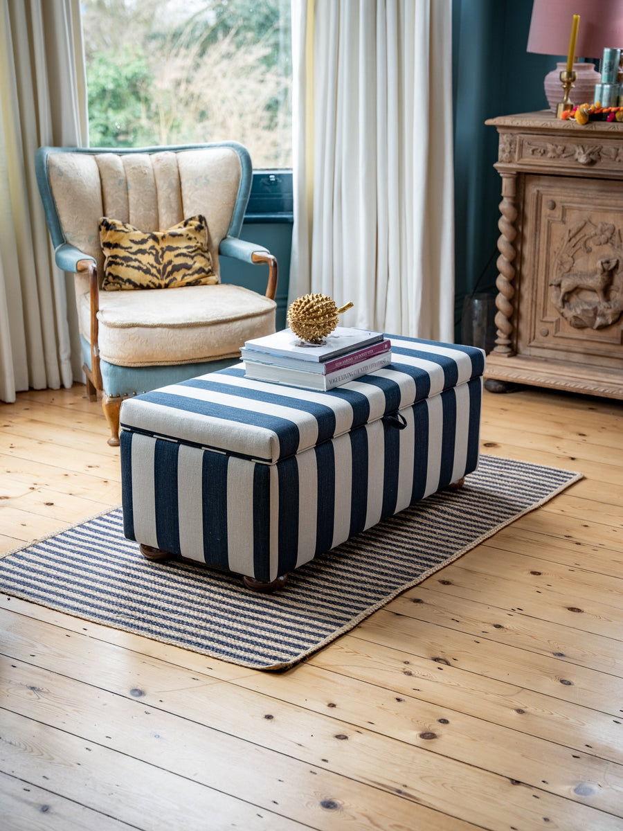 Bespoke Nora Storage Ottoman Footstool In Any Fabric - The House Upstairs