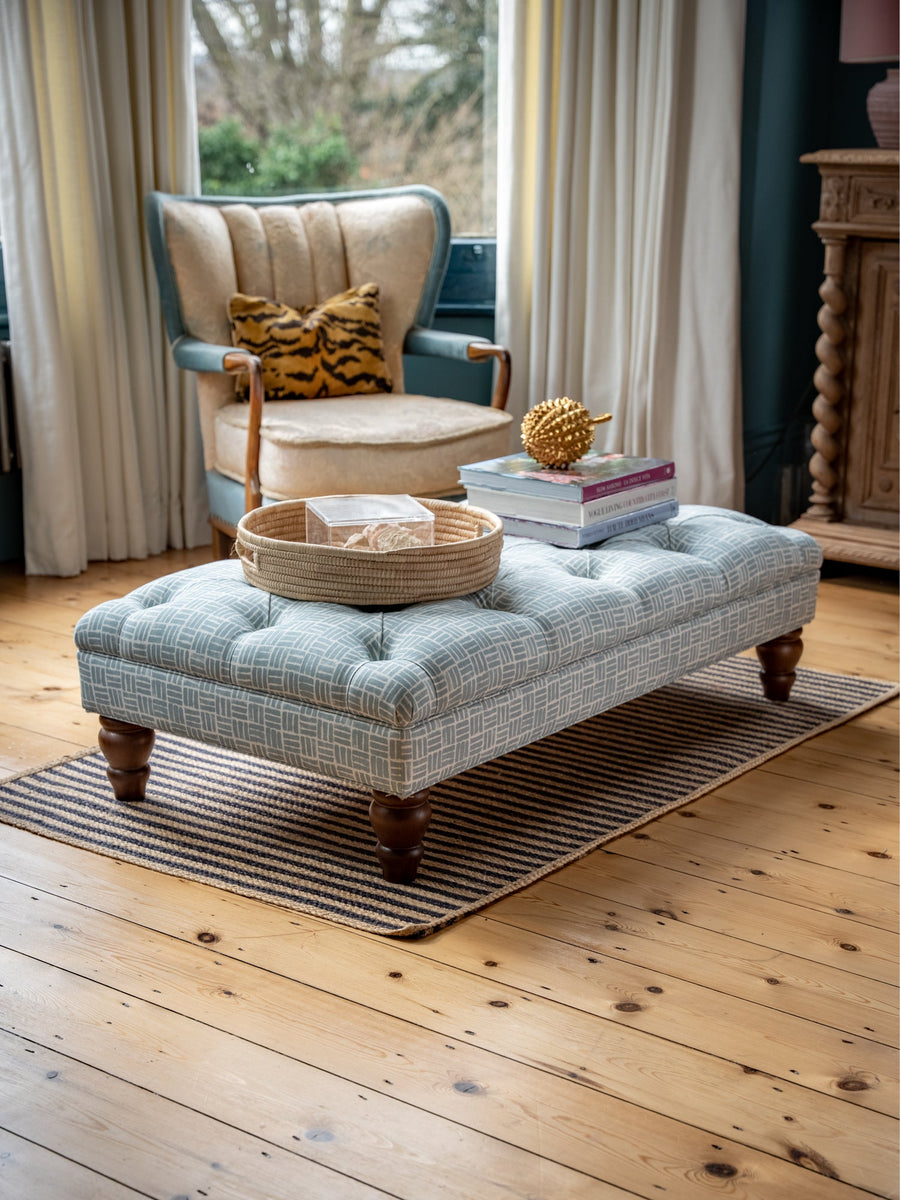 Bespoke Rebecca Buttoned Ottoman Footstool In Any Fabric - The House Upstairs