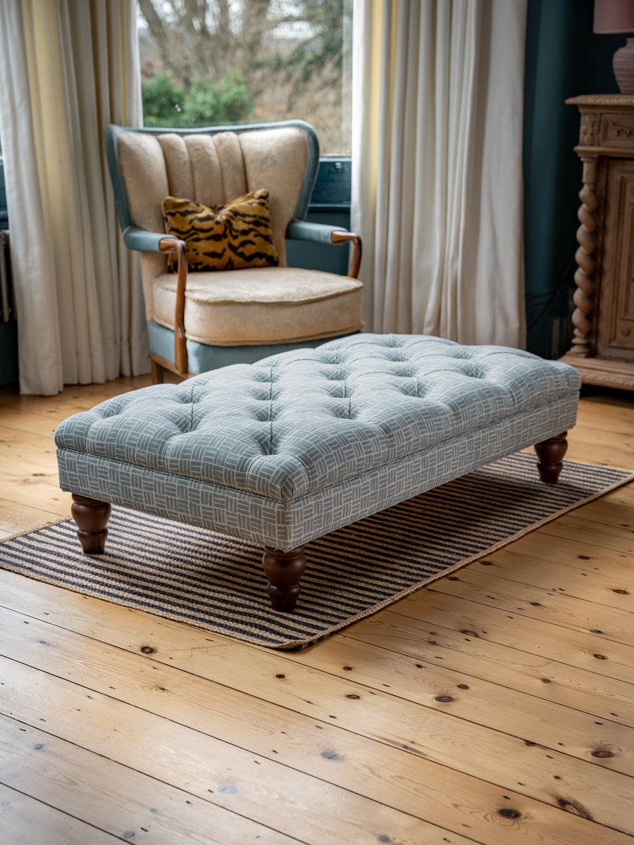 Bespoke Rebecca Buttoned Ottoman Footstool In Any Fabric - The House Upstairs