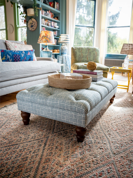 Bespoke Rebecca Buttoned Ottoman Footstool In Any Fabric - The House Upstairs