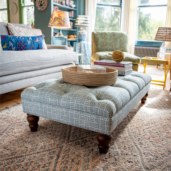 Bespoke Rebecca Buttoned Ottoman Footstool In Any Fabric - The House Upstairs