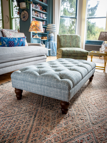 Bespoke Rebecca Buttoned Ottoman Footstool In Any Fabric - The House Upstairs