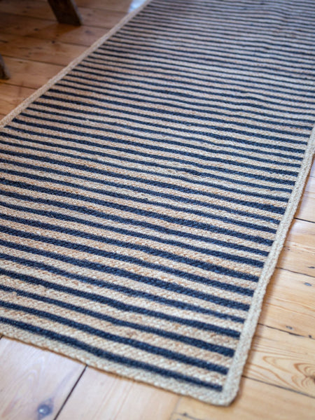 Black & Natural Jute Stripe Rug - The House Upstairs