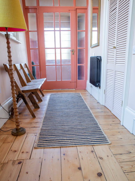 Black & Natural Jute Stripe Rug - The House Upstairs