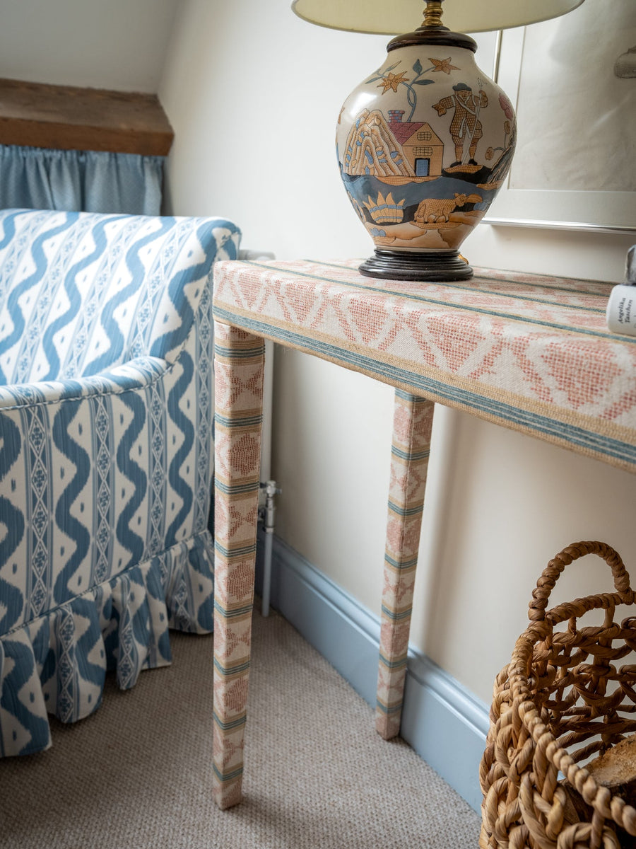 Emily Upholstered Console Table in Your Choice of Fabric - The House Upstairs