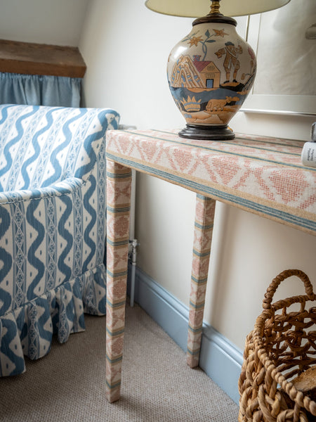 Emily Upholstered Console Table in Your Choice of Fabric - The House Upstairs