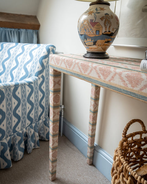 Emily Upholstered Console Table in Your Choice of Fabric - The House Upstairs