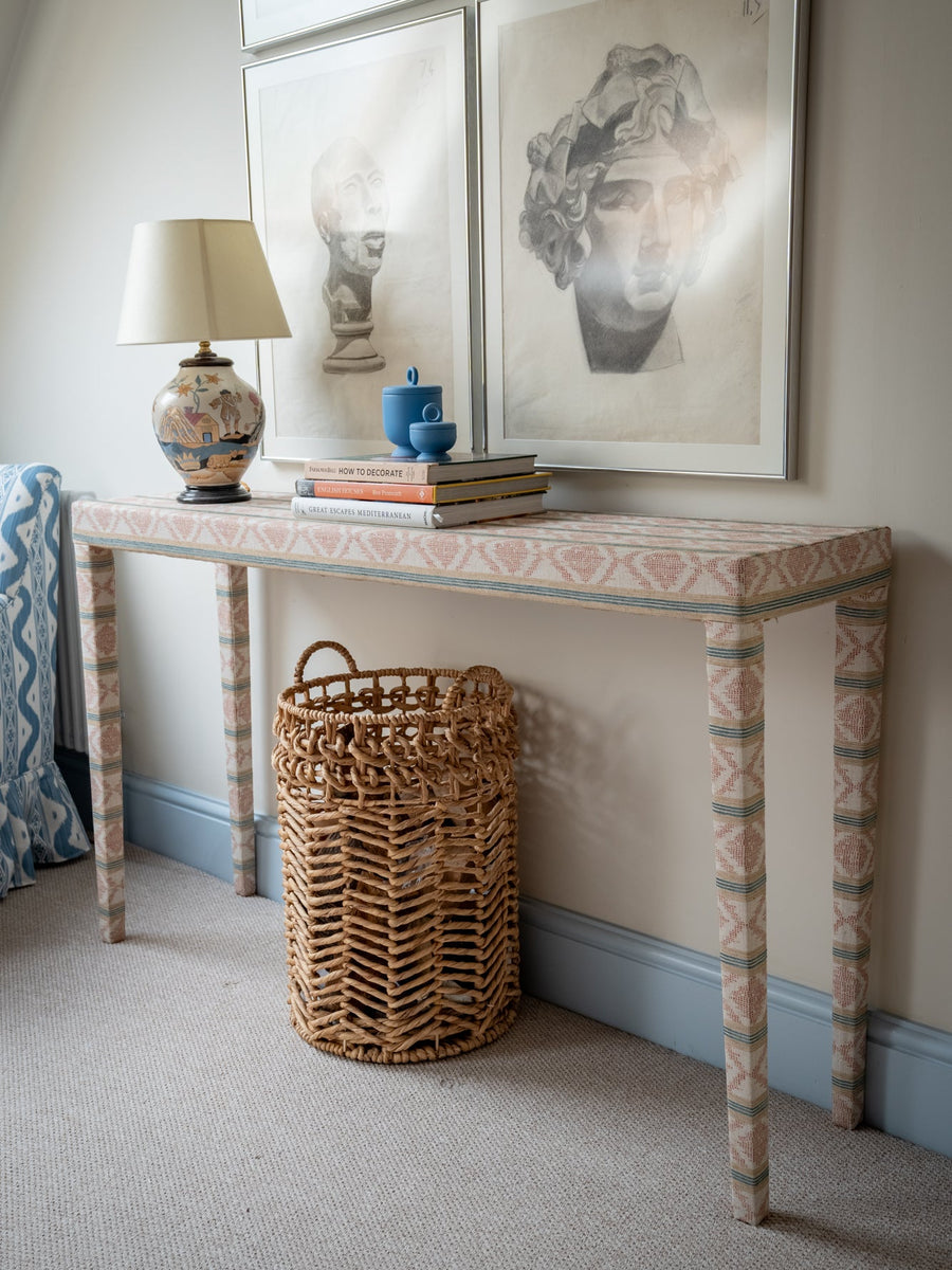 Emily Upholstered Console Table in Your Choice of Fabric - The House Upstairs