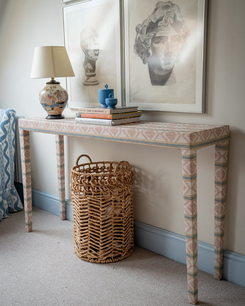 Emily Upholstered Console Table in Your Choice of Fabric - The House Upstairs