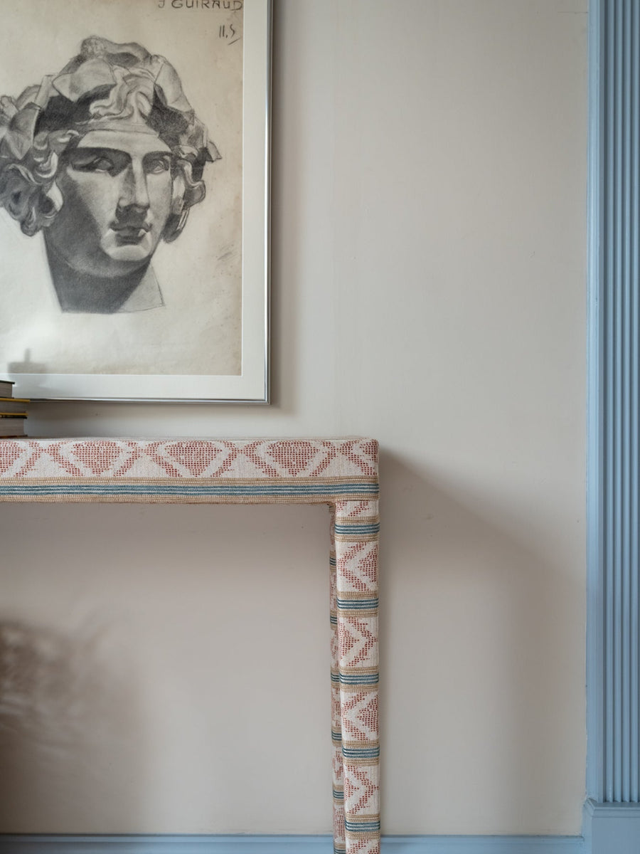 Emily Upholstered Console Table in Your Choice of Fabric - The House Upstairs