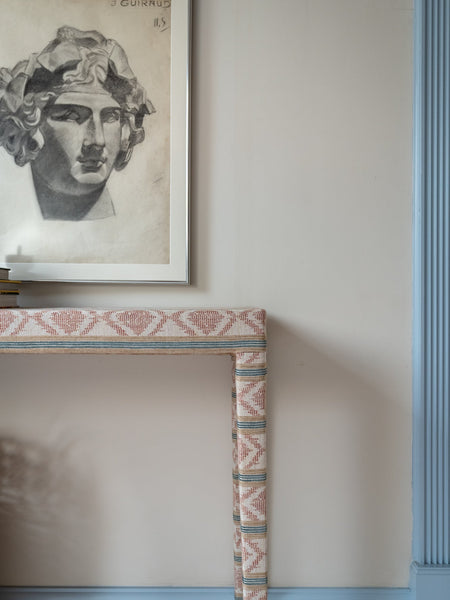 Emily Upholstered Console Table in Your Choice of Fabric - The House Upstairs