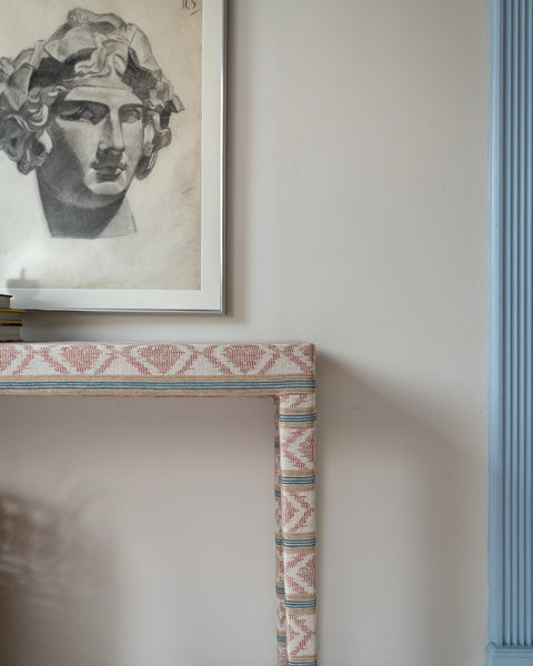 Emily Upholstered Console Table in Your Choice of Fabric - The House Upstairs