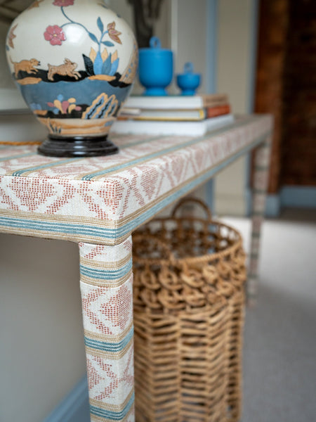 Emily Upholstered Console Table in Your Choice of Fabric - The House Upstairs