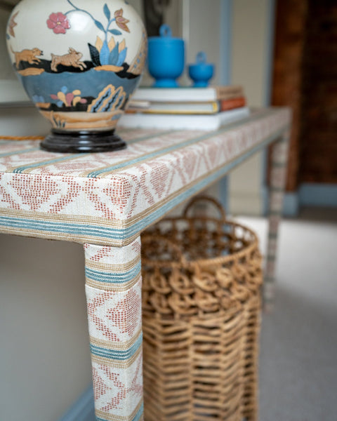 Emily Upholstered Console Table in Your Choice of Fabric - The House Upstairs