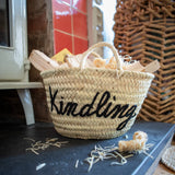 Handmade & Hand embroidered Kindling Basket - The House Upstairs