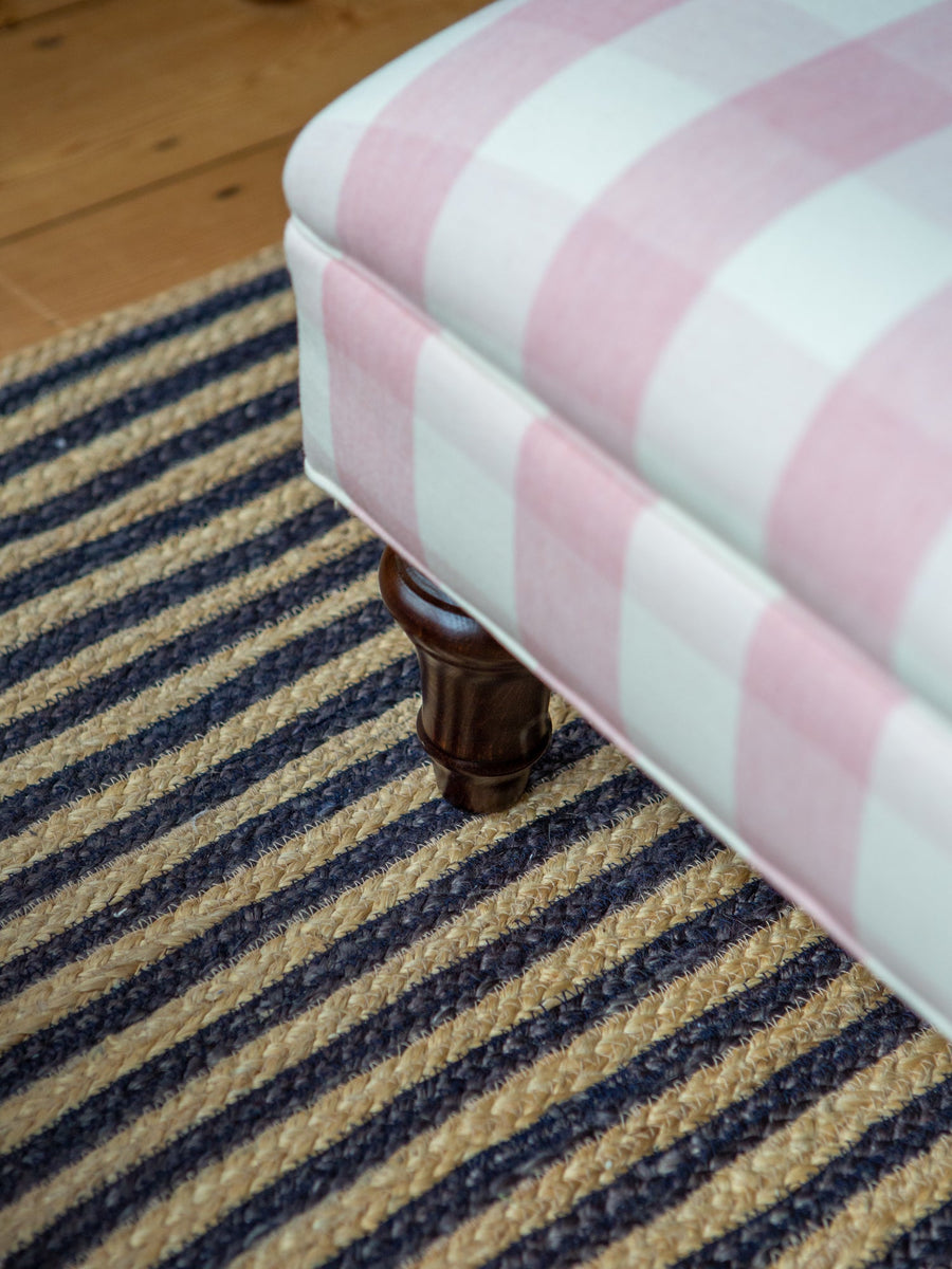 Mini Madeleine Ottoman Footstool in Ian Mankin Gingham - The House Upstairs