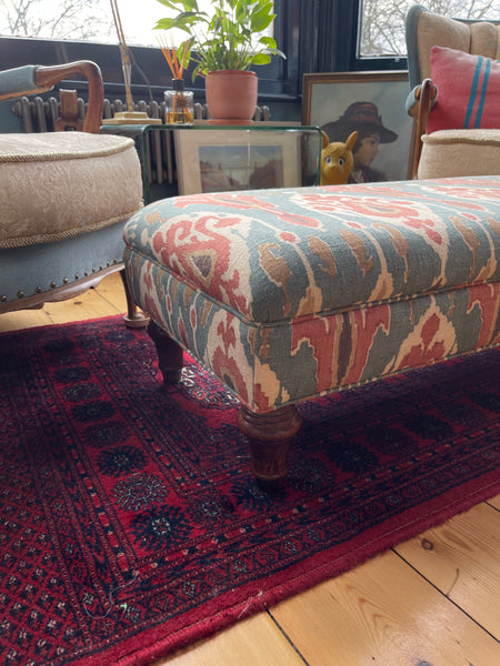 Mini Madeleine Ottoman In Any GPJ Baker Ikat Bokhara Colourway - The House Upstairs