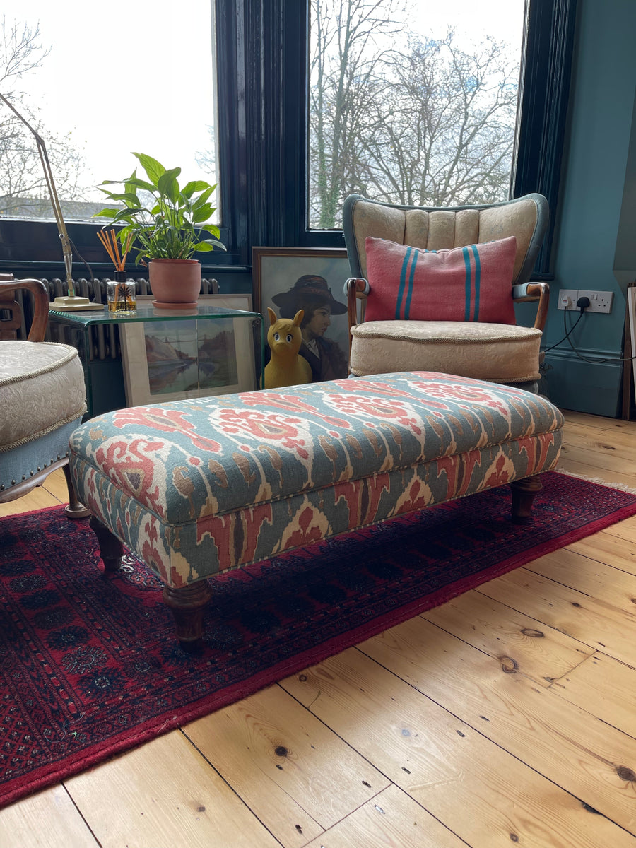 Mini Madeleine Ottoman In Any GPJ Baker Ikat Bokhara Colourway - The House Upstairs