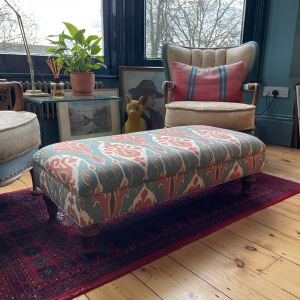 Mini Madeleine Ottoman In Any GPJ Baker Ikat Bokhara Colourway - The House Upstairs