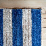 Navy & Natural Jute Wide Stripe Rug - The House Upstairs