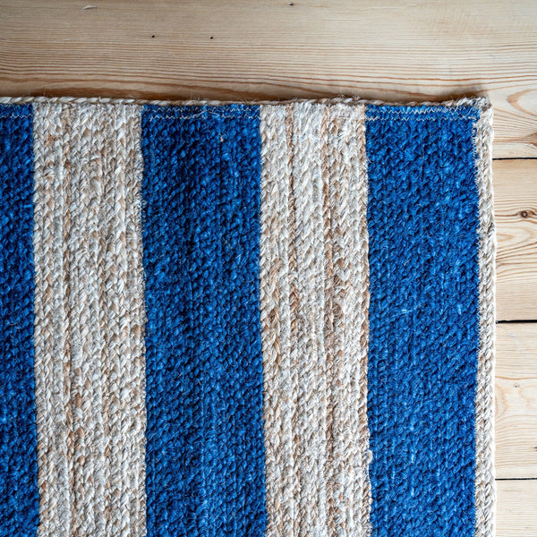 Navy & Natural Jute Wide Stripe Rug - The House Upstairs