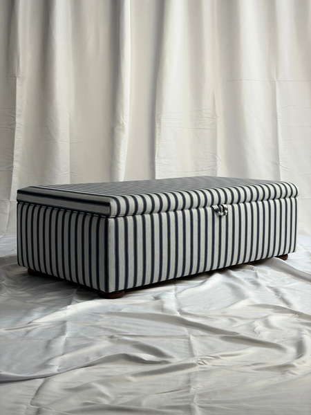 Nora storage Ottoman in Ian mankin blazer stripe
