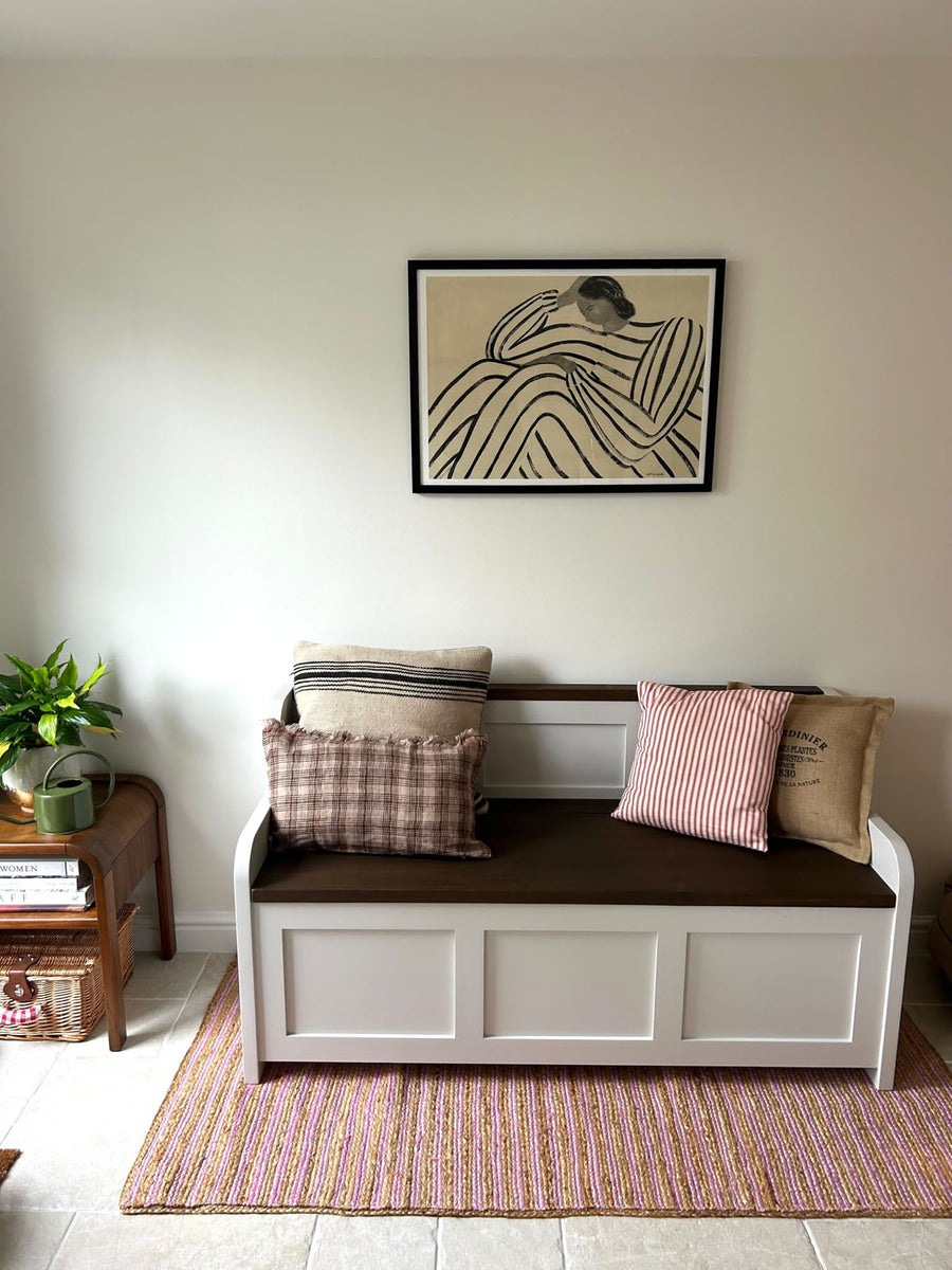 Pink & Natural Jute Stripe Rug - The House Upstairs