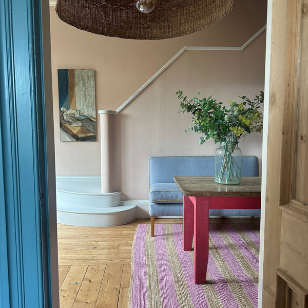 Pink & Natural Jute Wide Stripe Rug - The House Upstairs