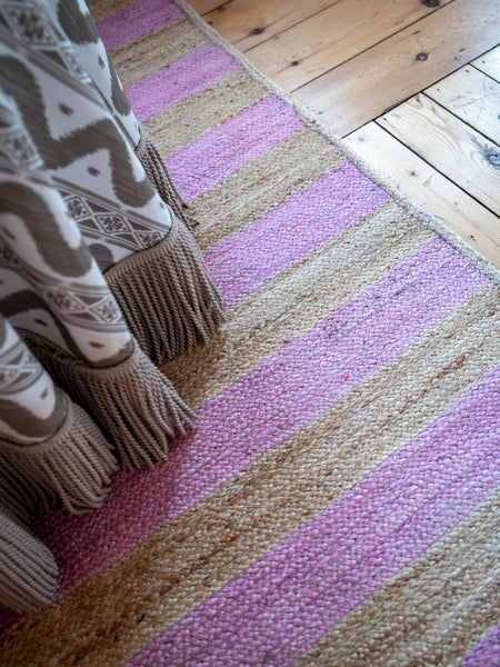 Pink & Natural Jute Wide Stripe Rug - The House Upstairs