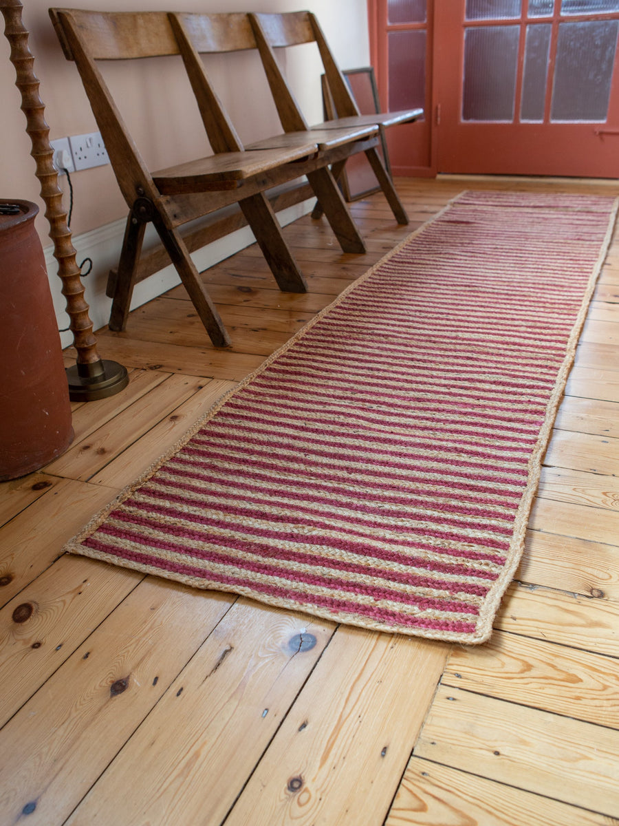 Red & Natural Jute Stripe Rug - The House Upstairs