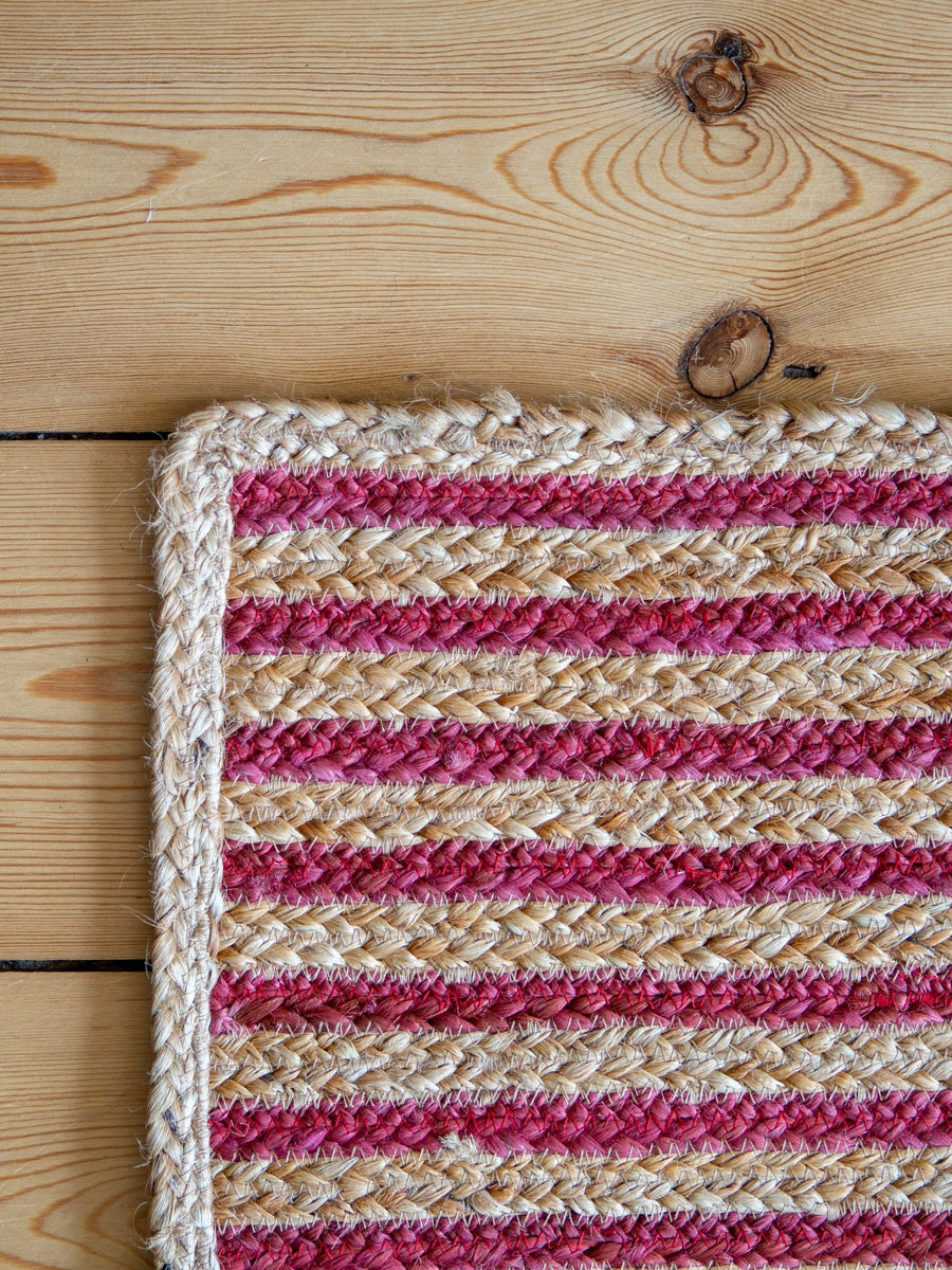 Red & Natural Jute Stripe Rug - The House Upstairs