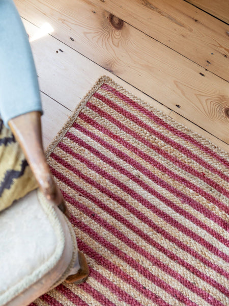 Red & Natural Jute Stripe Rug - The House Upstairs