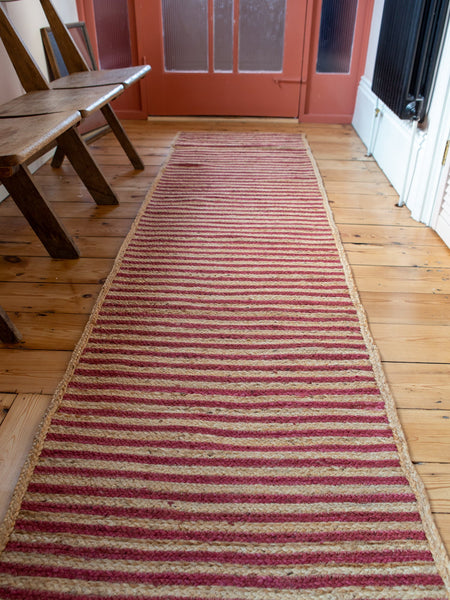 Red & Natural Jute Stripe Rug - The House Upstairs