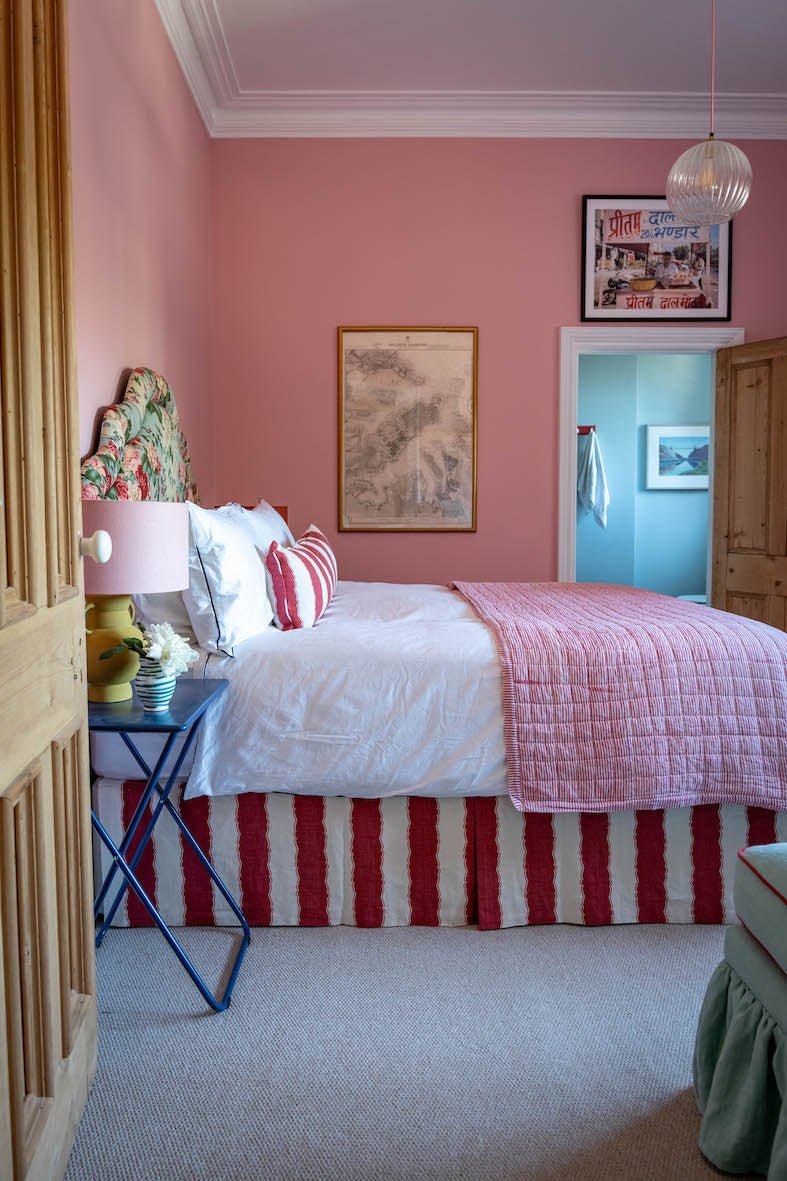 Nicky Haslam Balcony Stripe King Size Valance and Bolster Cushion