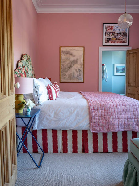 Nicky Haslam Balcony Stripe King Size Valance and Bolster Cushion