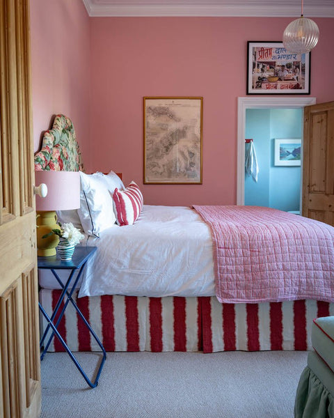 Nicky Haslam Balcony Stripe King Size Valance and Bolster Cushion